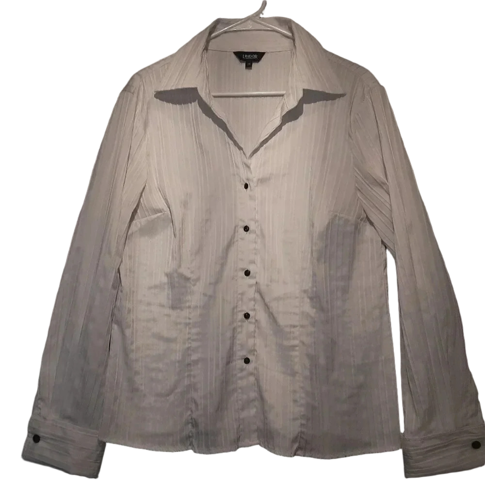 Lindor Women's  White Pleated Blouse Size 14